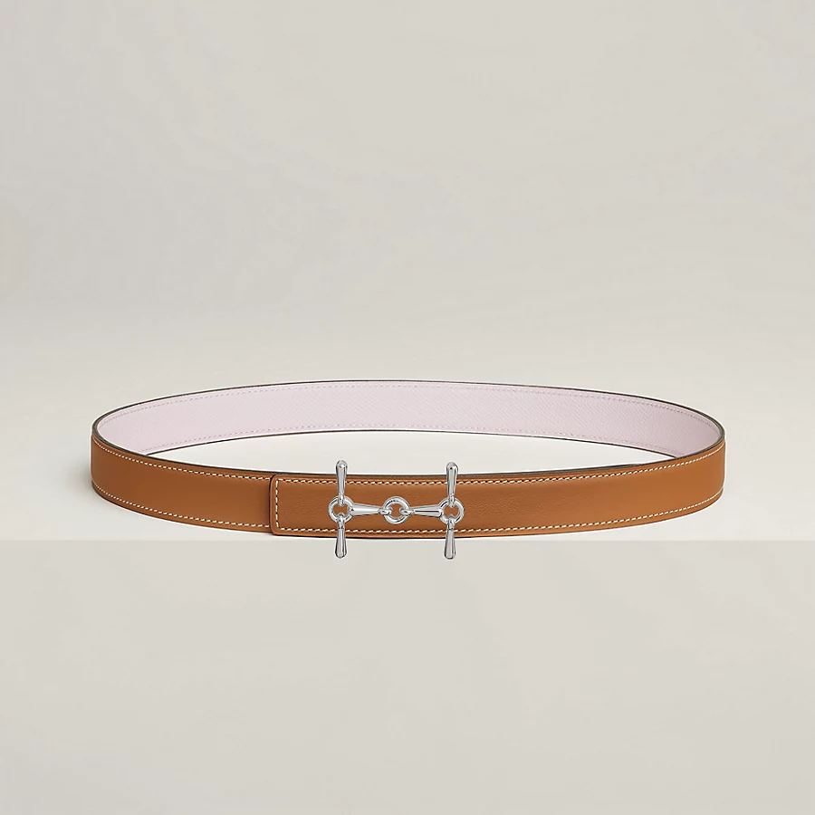 H Equestre belt buckle & Reversible leather strap 24 mm - Image 1